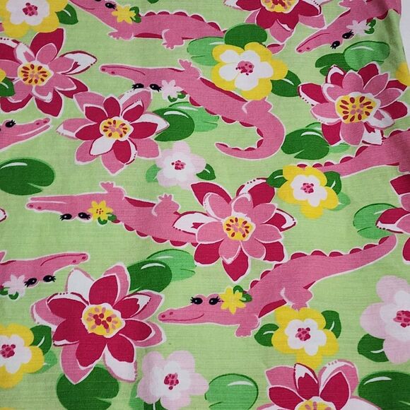 Girls Vintage Gymboree Pink & Green Crocodile Lily Cotton Dress Size 10 - Picture 4 of 8